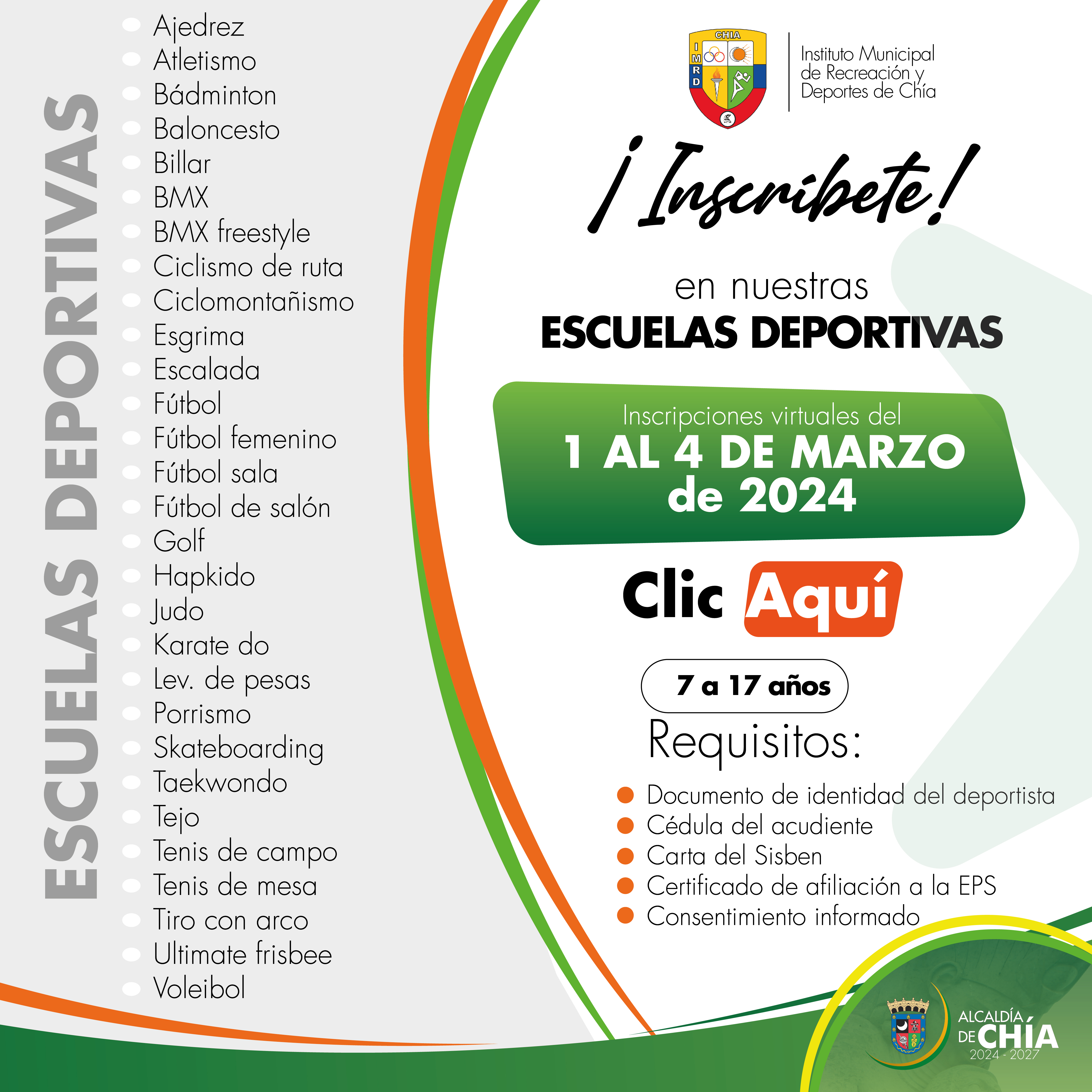 INSCRIPCIONES ESCUELAS DEPORTES 2024