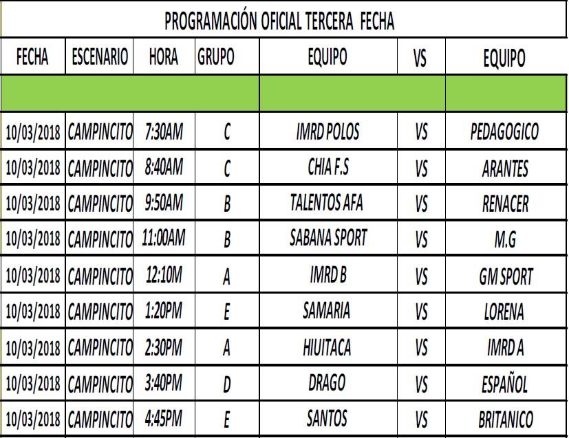 PROGRAMACION TORNEO FUTBOL 1