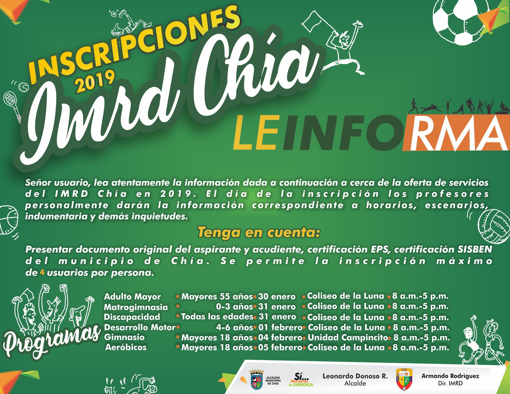 INSCRIPCIONES PROGRAMAS 2019