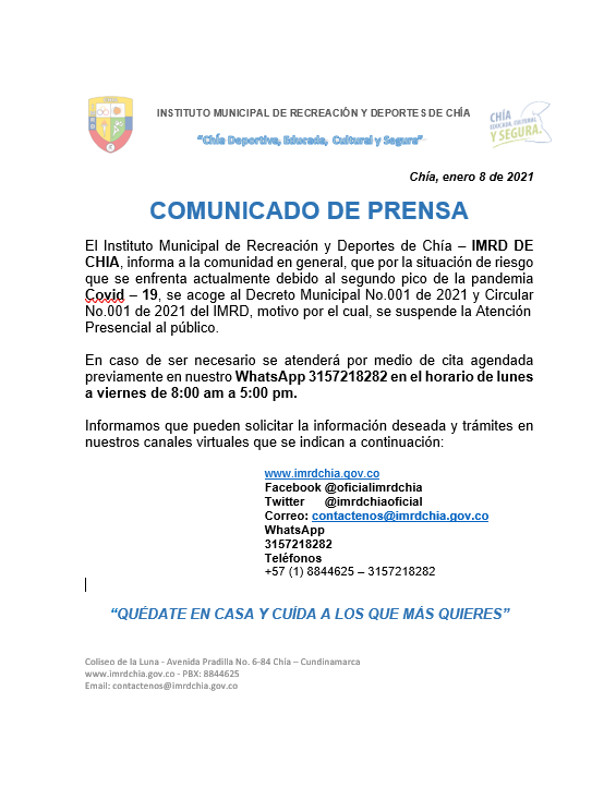 COMUNICADO COVID ENERO 2021