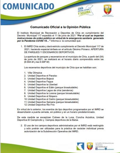 COMIUNICADO IMRD 16 JUNIO