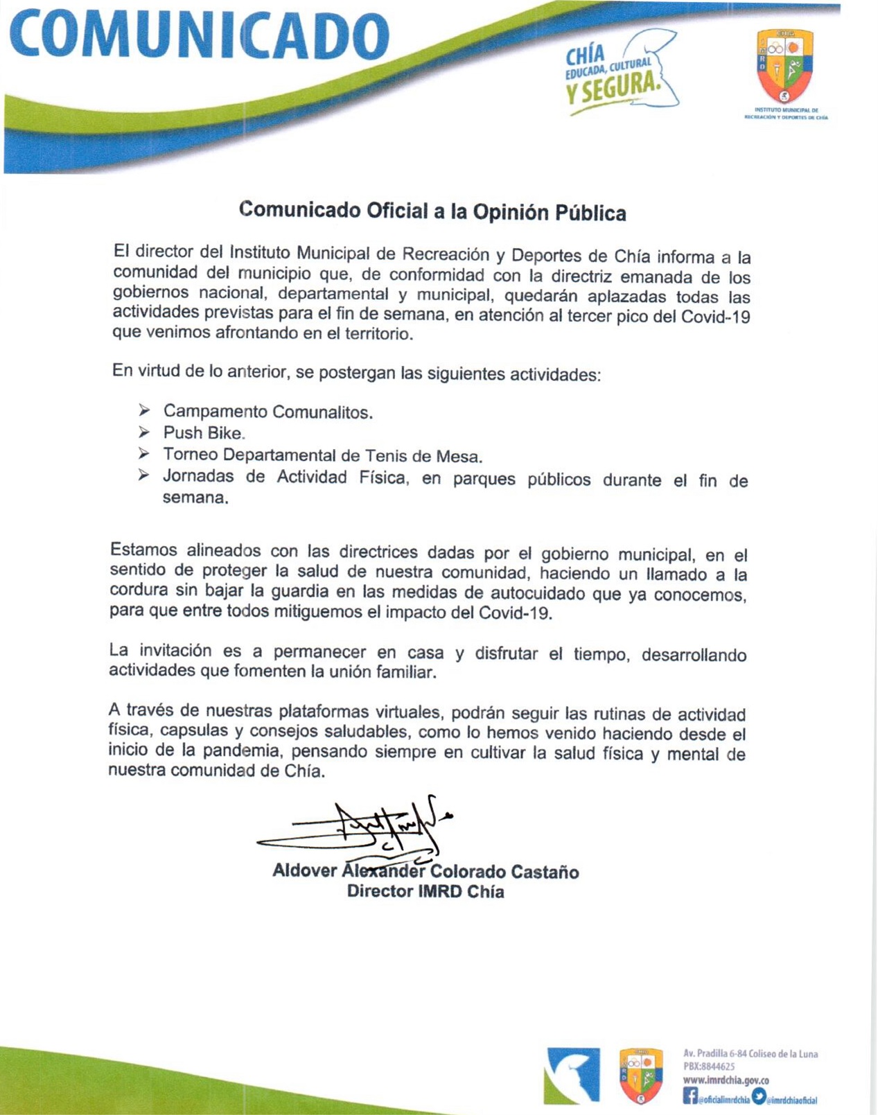 COMUNICADO IMRD 22 ABRIL