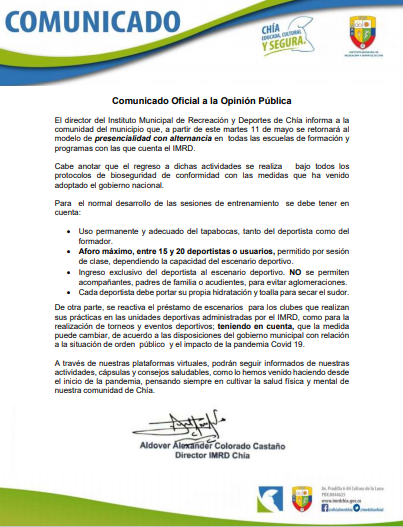 COMUNICADO REACTIVACIÓN