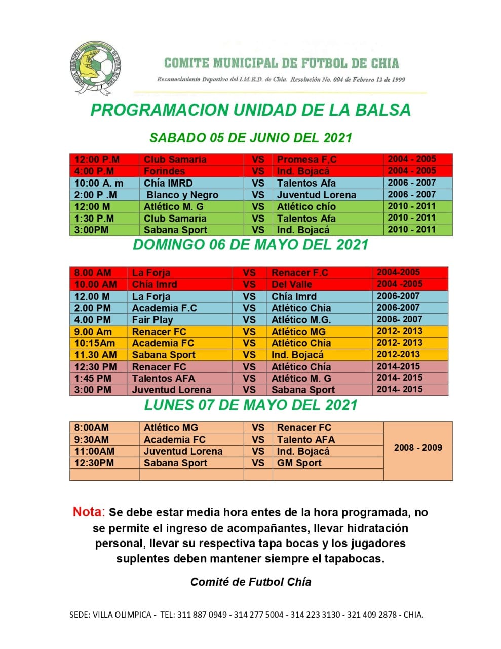 PROGRAMACION 5 JUNIO COMITE FUTBOL2