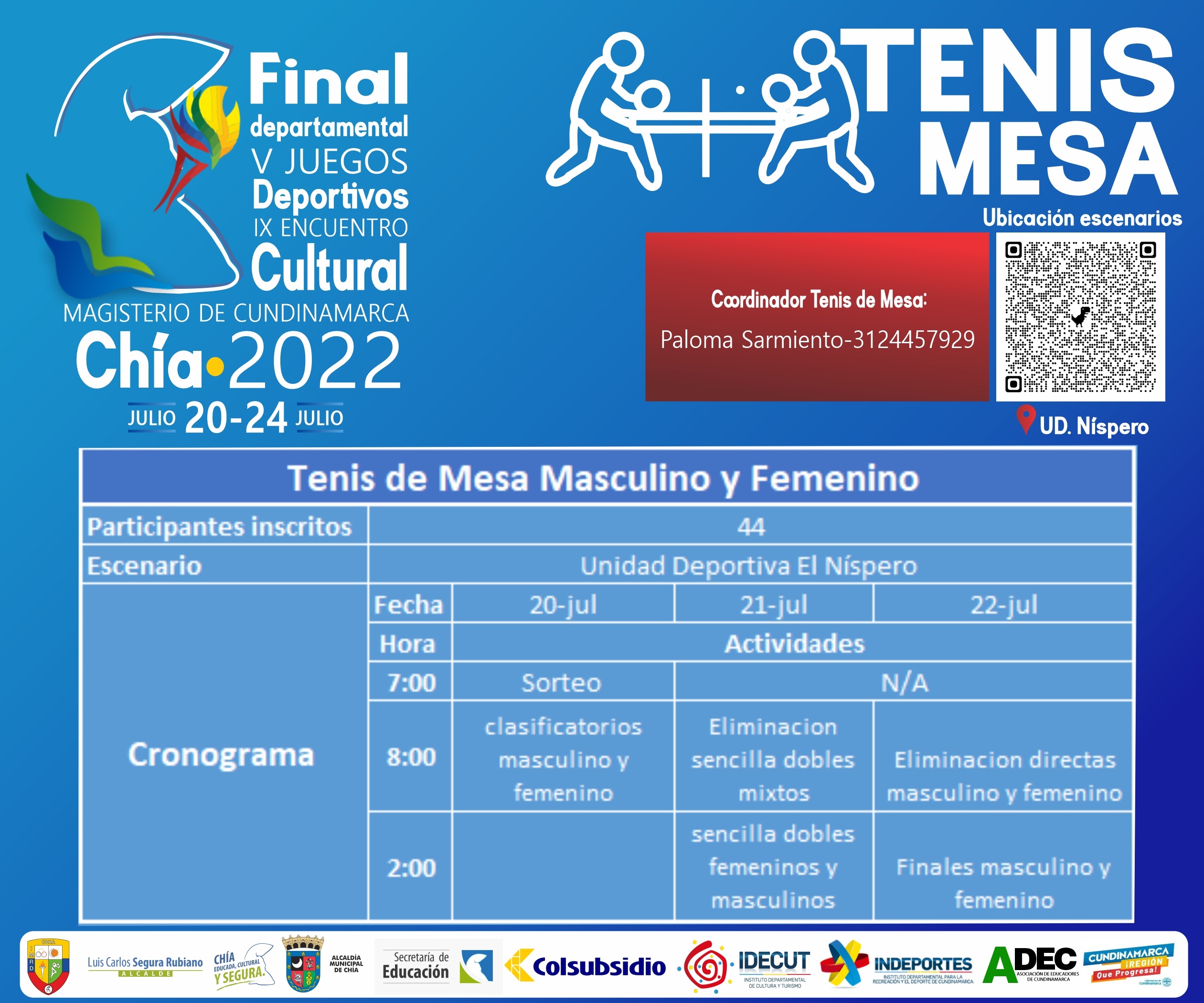 PROGRAMACION TENIS MESA