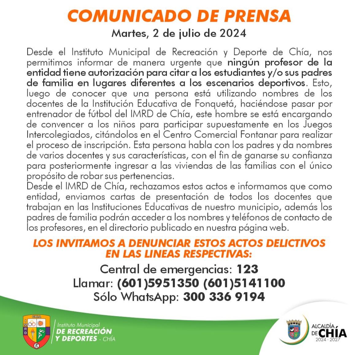COMUNICADO DE PRENSA